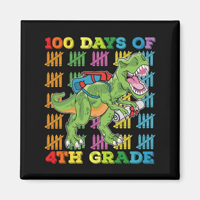 100 dagar av 4:e klass T Rex dinosaurieskola Magnet (Framsidan)