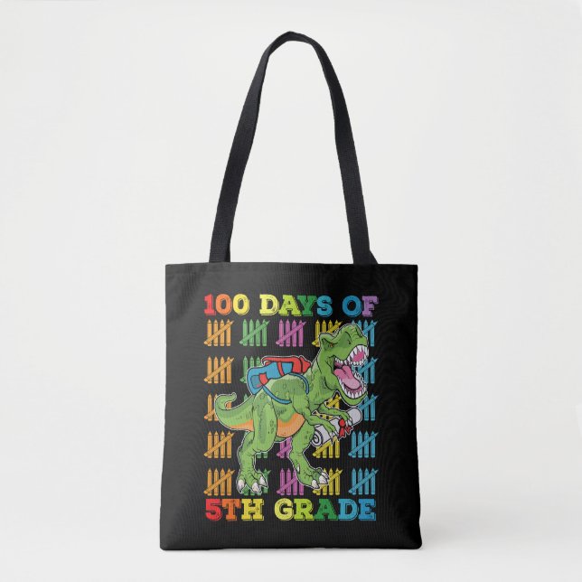 100 dagar av 5:e klass T Rex dinosaurieskola Tygkasse (Framsida)