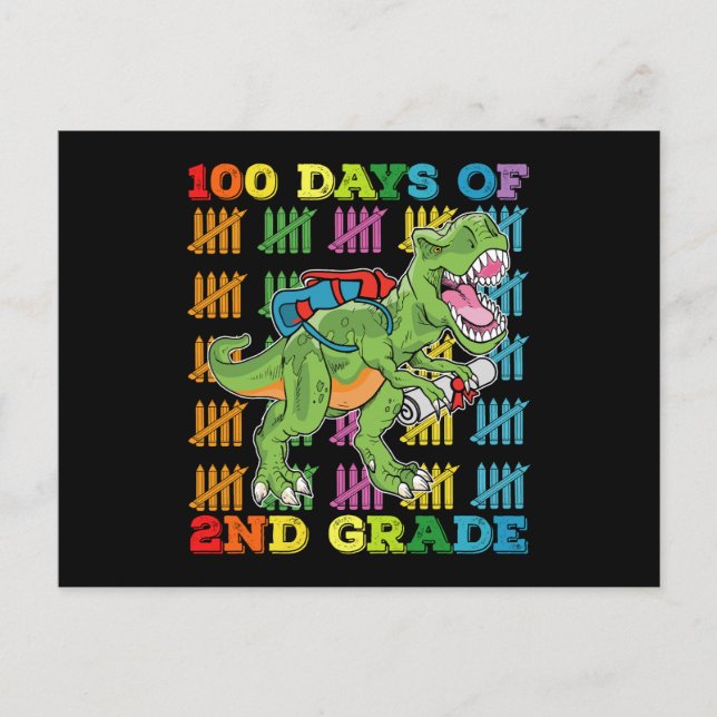 100 dagar av andra Klass t Rex Dinosaur-skolan Vykort (Framsida)