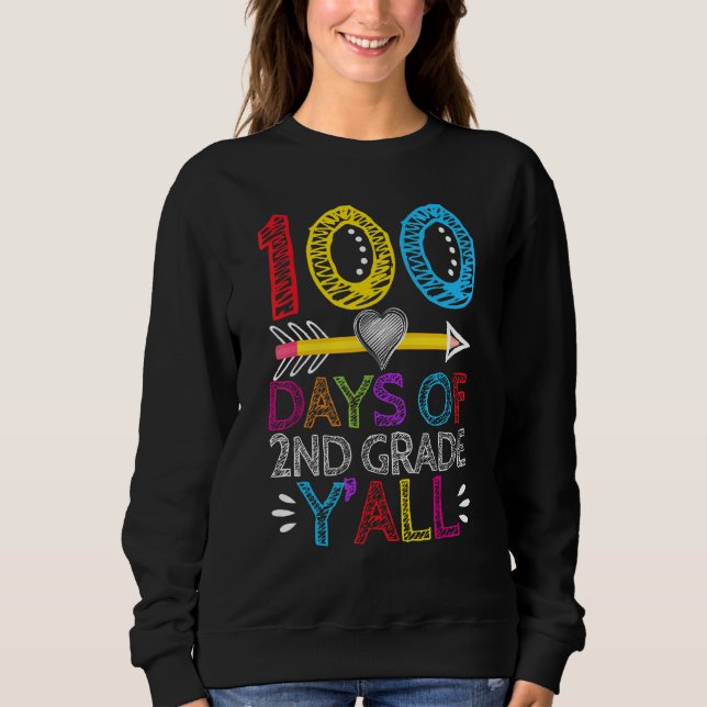 100 dagar av andra Klass Y'all Heart Teacher Stude T Shirt (Framsida)