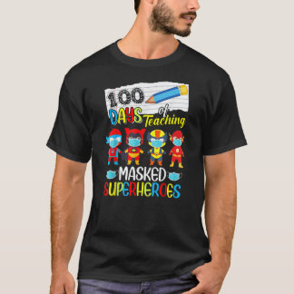 100 dagar av att lära roliga maskerade superhjälta t shirt