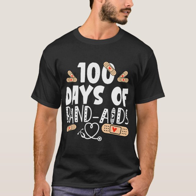 100 dagar av Band-aids - Skolsköterska 100 dagar a T Shirt (Framsida)