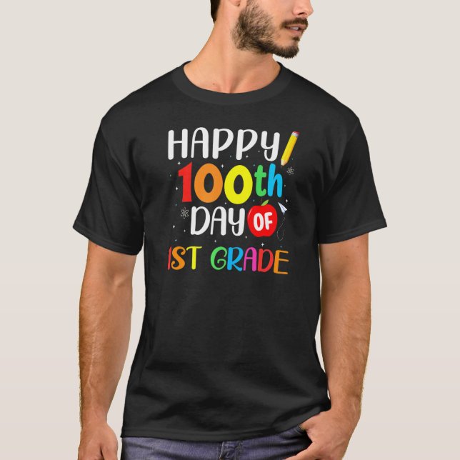 100 dagar av den 100:e Klass-dagen i Lycklig T Shirt (Framsida)