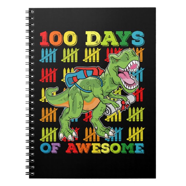 100 dagar av fantastisk T-Rex-dinosaurie 100:e sko Anteckningsbok (Framsidan)