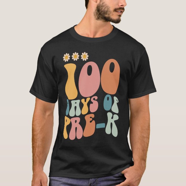 100 dagar av förskola  Glad 100:e skoldagen lärare T Shirt (Framsida)