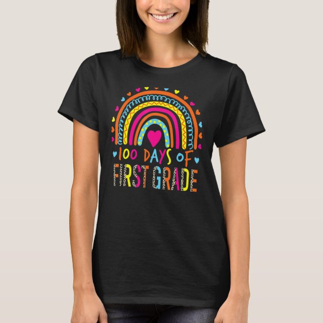 100 dagar av första Klass Leopard Rainbow 100 dag T Shirt (Framsida)