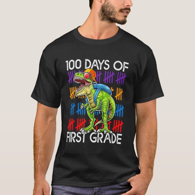 100 dagar av första klass skolan dinosaurie Dino T T Shirt (Framsida)