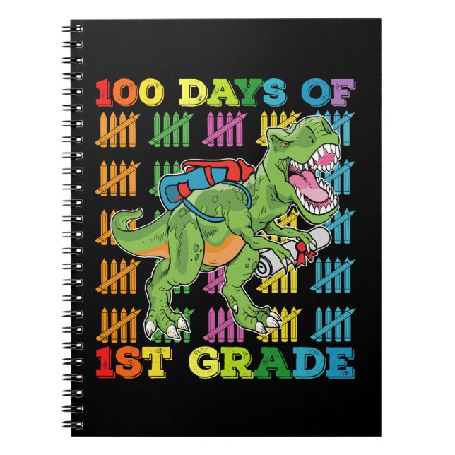 100 dagar av första Klass t Rex Dinosaur-skolan Anteckningsbok (Framsidan)