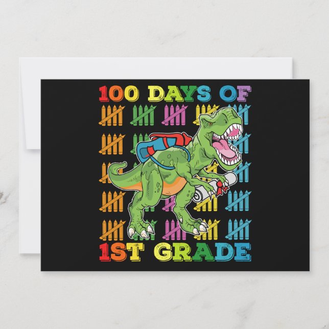100 dagar av första Klass t Rex Dinosaur-skolan Inbjudningar (Framsida)
