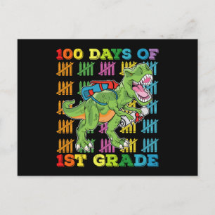100 dagar av första Klass t Rex Dinosaur-skolan Vykort