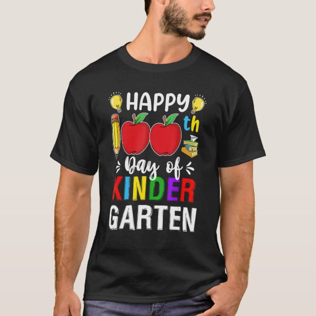 100 dagar av Kindergarten Lycklig 100-dagarsdagen  T Shirt (Framsida)