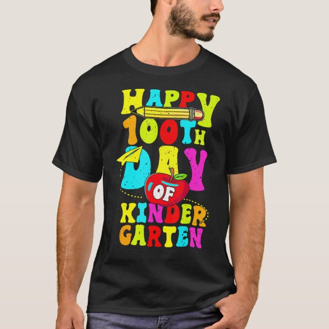 100 dagar av Kindergarten Lycklig 100-dagarsdagen  T Shirt (Framsida)