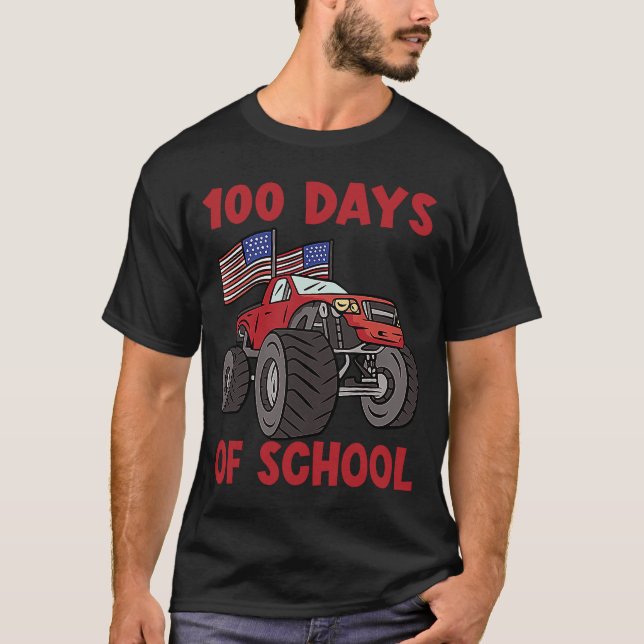 100 dagar av Kindergarten Monster Lastbil T Shirt (Framsida)