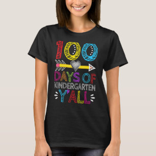 100 dagar av Kindergarten Y'all Heart Teacher Kids T Shirt