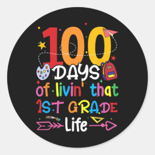 100 dagar av liv för första Klass-livets pojkflick Runt Klistermärke