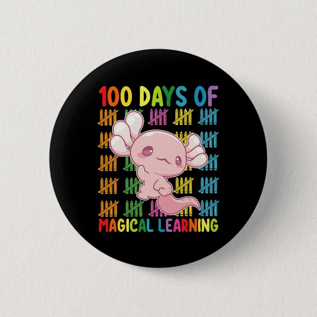 100 dagar av magiskt lärande Axolotl skola Knapp (Framsida)