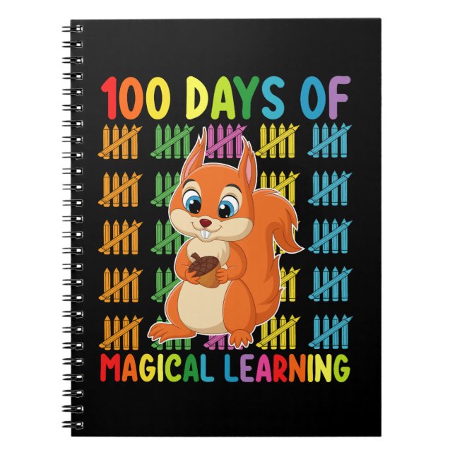 100 dagar av magiskt lärande för ekorre skolan anteckningsbok (Framsidan)