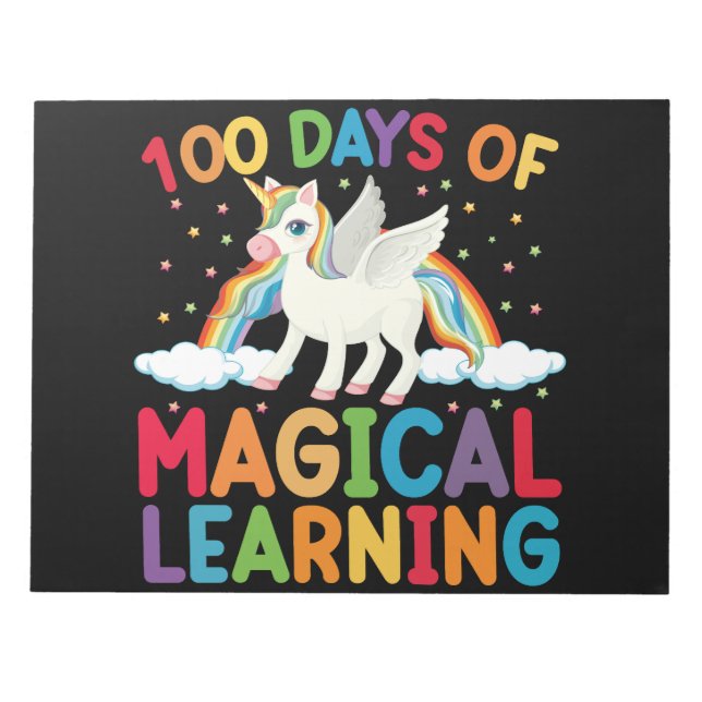 100 dagar av magiskt lärande Skolans enhörningsfli Anteckningsblock (Framsida)