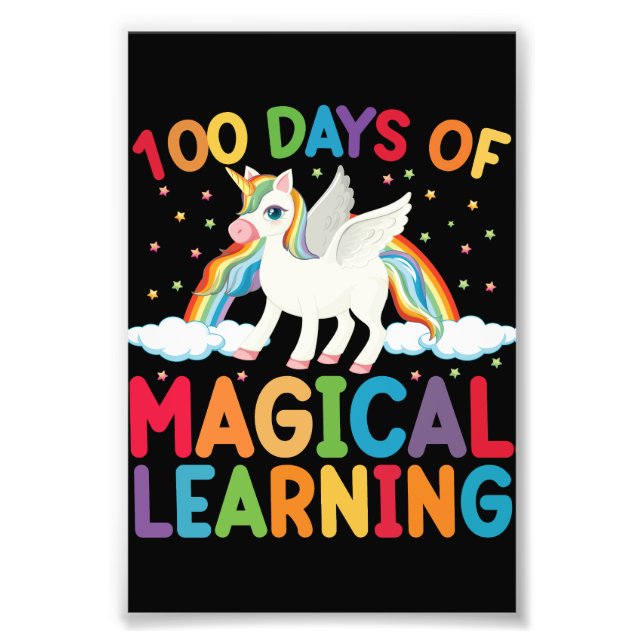 100 dagar av magiskt lärande Skolans enhörningsfli Fototryck (Framsidan)