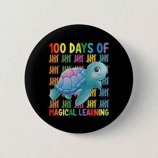 100 dagar av magiskt lärande Sköldpaddskola Knapp (Framsida)
