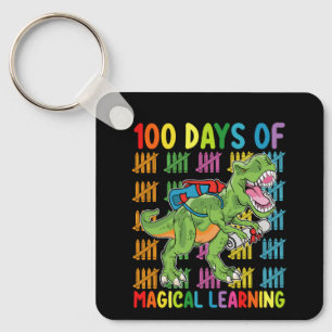 100 dagar av magiskt lärande T Rex Dinosaurie Skol Nyckelring