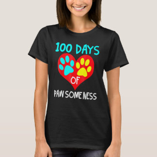 100 Dagar Av Pysbarhet Hjärta 100:e Skoldagen Hund T Shirt