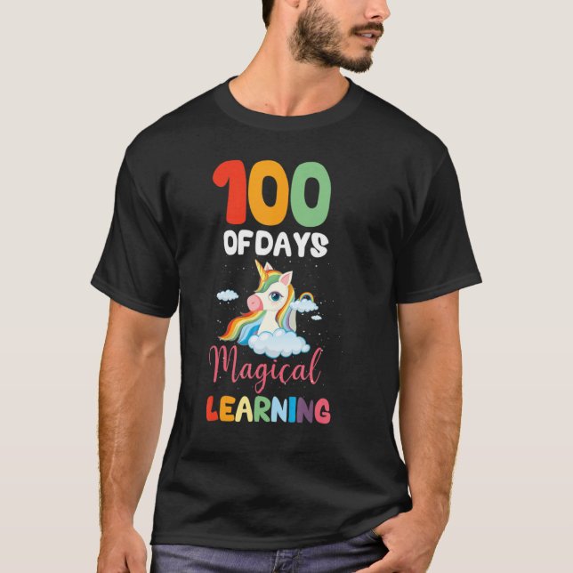100 dagar av regnbåge för magiskt lärande 100 D T Shirt (Framsida)