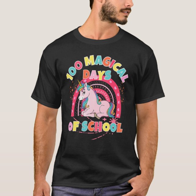 100 dagar av regnbåge för magiskt lärande 100 D T Shirt (Framsida)