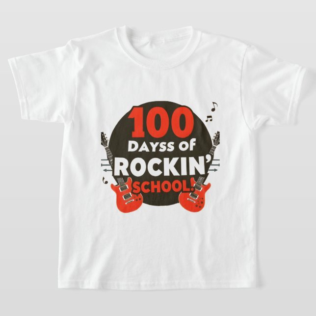 100 dagar av Rockin' School Kids' T-Shirt (Laydown)