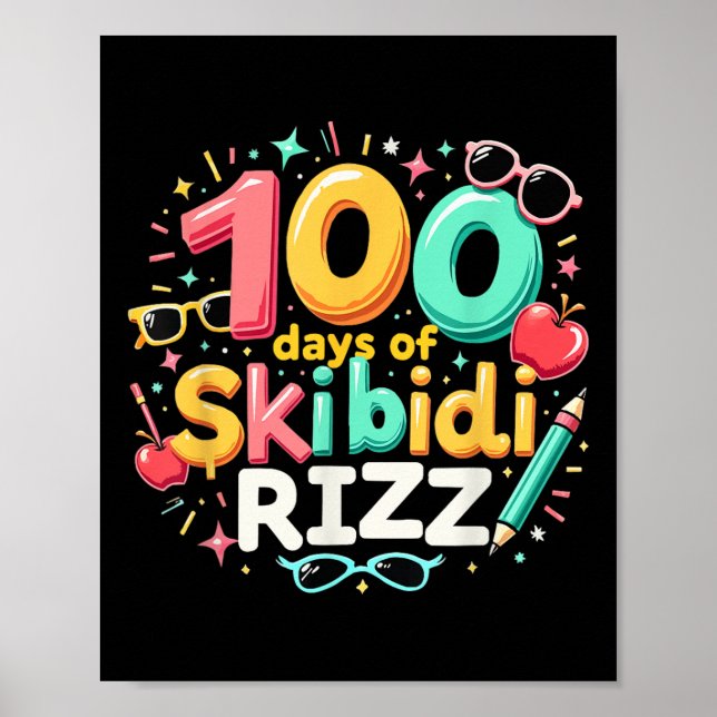100 dagar av Skibidi Rizz 100 dagar av skolbarn Poster (Framsidan)