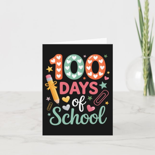 100 dagar av skolan rolig retro rutig cirkel kort (Framsida)