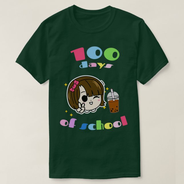 100 dagar av skolflicksbubbelchoklad med te t shirt (Design framsida)