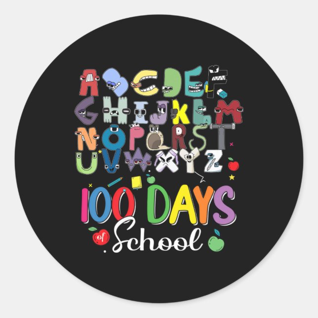 100 dagar av skolkostnaden för Alphabet Lore Abc Runt Klistermärke (Framsida)