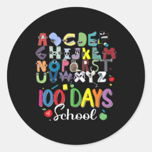100 dagar av skolkostnaden för Alphabet Lore Abc Runt Klistermärke
