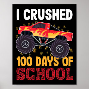 100 dagar av skolmonster Lastbil Kids Girl Poster
