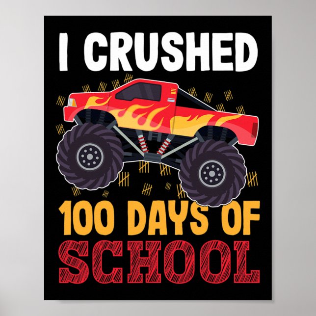 100 dagar av skolmonster Lastbil Kids Girl Poster (Framsidan)