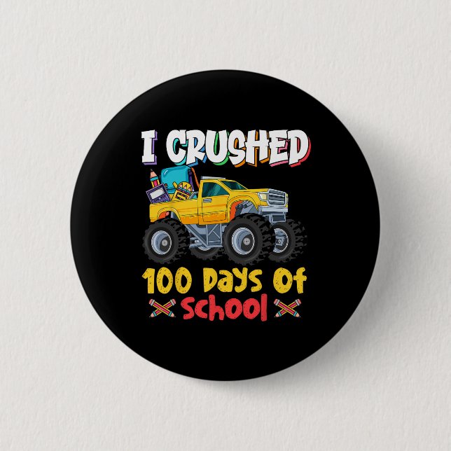 100 dagar av skolmonster Lastbil, krossad Knapp (Framsida)