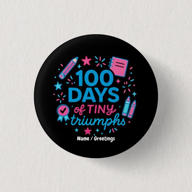100 dagar av små triumfer Söt skol firande  Knapp (Framsida)
