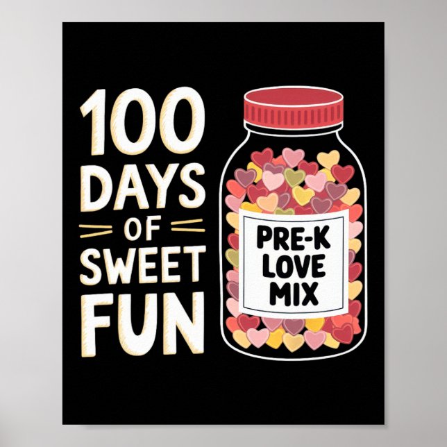 100 dagar av sött kul söt förskoleflicka lärare kä poster (Framsidan)