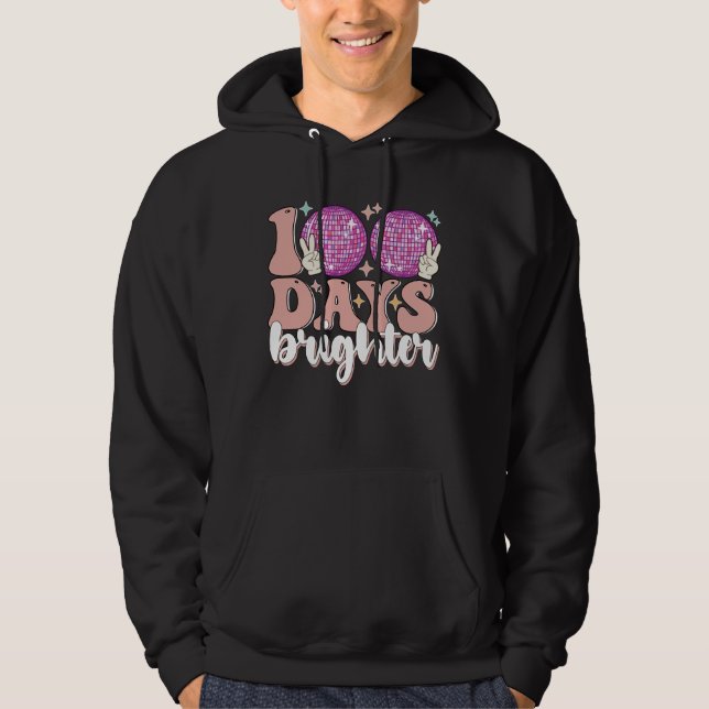 100 dagar Brighter Disco Boll 100 skoldag Hoodie (Framsida)