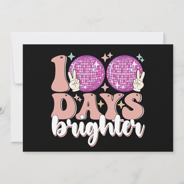 100 dagar Brighter Disco Boll 100 skoldag Inbjudningar (Framsida)