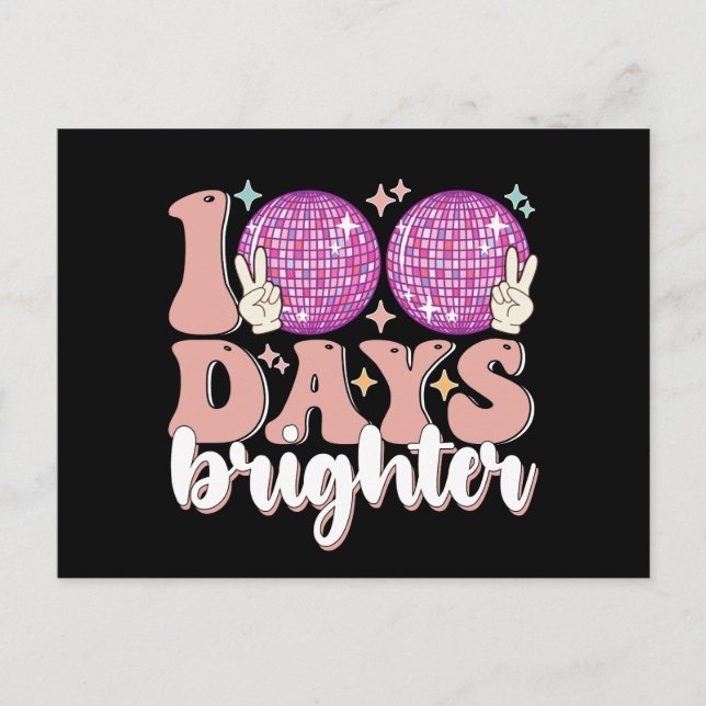 100 dagar Brighter Disco Boll 100 skoldag Vykort (Framsida)
