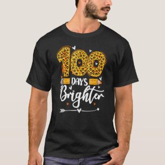 100 dagar Brighter Lärare Funny Leopard 100 dagar T Shirt