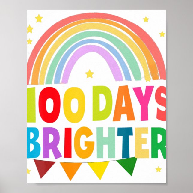 100 dagar Brighter Lycklig 100 dagar för skollärar Poster (Framsidan)