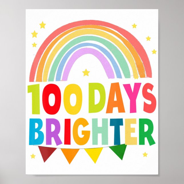 100 dagar Brighter Lycklig 100 dagar för skollärar Poster (Framsidan)