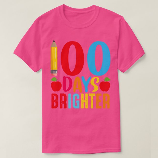 100 dagar Brighter Lycklig 100 Prek 100 Dag T Shirt (Design framsida)