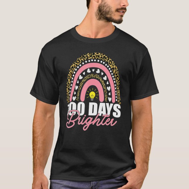 100 dagar Brighter Rainbow Lycklig 100 dagar Leopa T Shirt (Framsida)