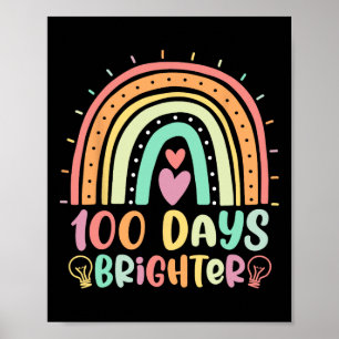 100 dagar Brighter Rainbow Lycklig 100 Day of Scho Poster