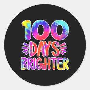 100 dagar Brighter Tie Dye Funny 100 dagar i skola Runt Klistermärke