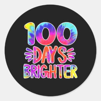 100 dagar Brighter Tie Dye Funny 100 dagar i skola Runt Klistermärke